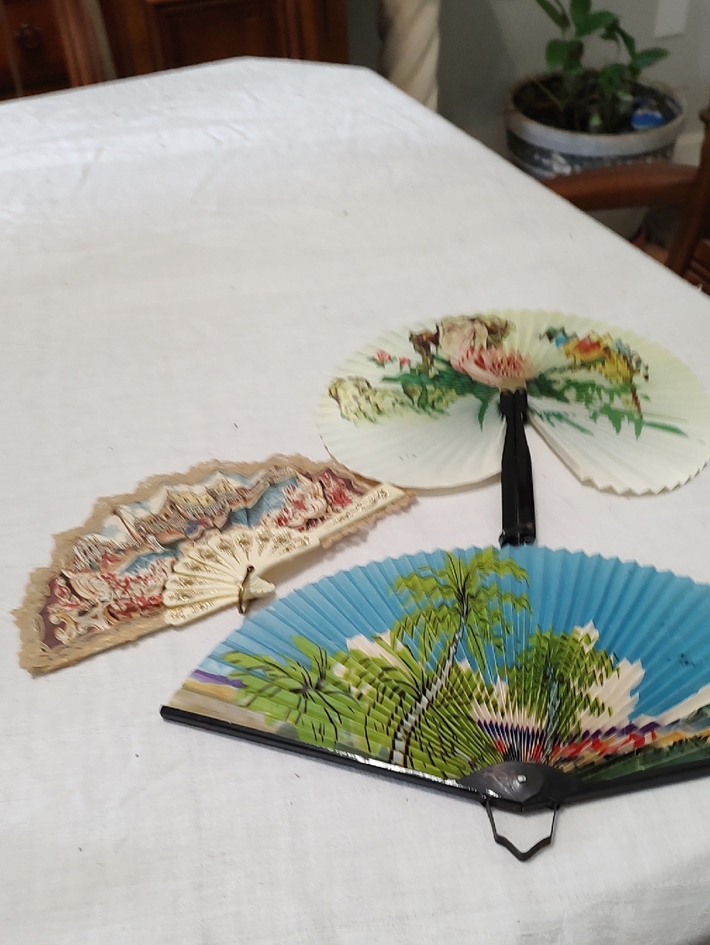 Three Vintage Folding Fans